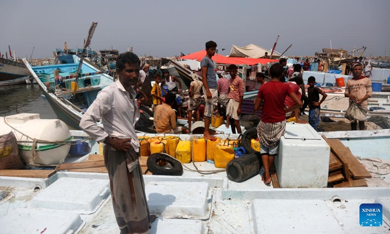 Fishermen return to a fish port in Hodeidah Province, western Yemen, on July 16, 2023.(Photo: Xinhua)