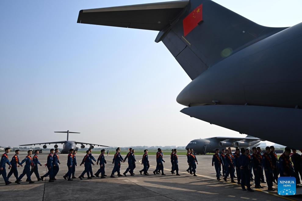 Chinese air force cadets board an aircraft at a military airport in Chengdu, southwest China's Sichuan Province, July 19, 2023.(Photo: Xinhua)