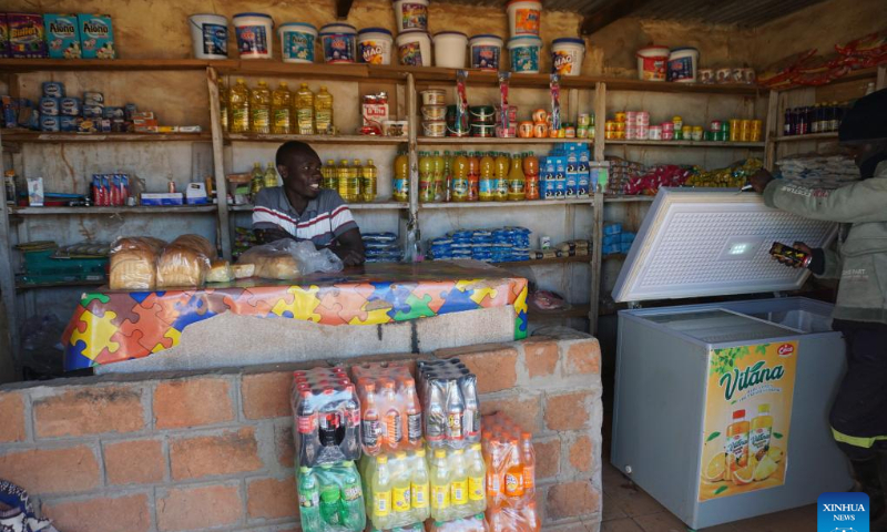 This photo taken on July 23, 2023 shows an interior view of a grocery store powered by solar energy in a village in Lusaka, Zambia. (Photo by Lillian Banda/Xinhua)