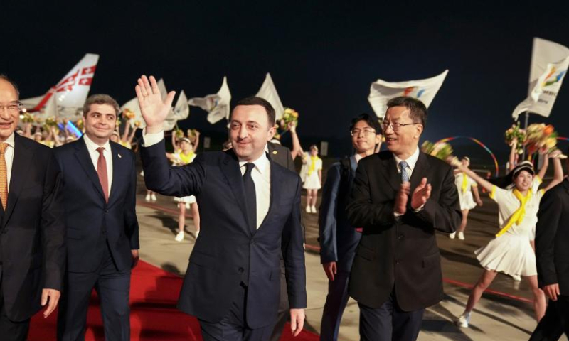 Georgian Prime Minister Irakli Garibashvili arrives in Chengdu, capital city of southwest China's Sichuan Province, July 26, 2023.

Garibashvili on Wednesday arrived in Chengdu to attend the opening ceremony of the 31st summer edition of the FISU World University Games and visit China. (Xinhua/Jiang Hongjing)