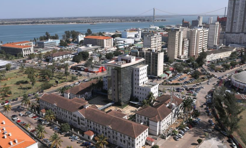 This photo taken on July 27, 2023 shows the cityscape in Maputo, Mozambique. The Republic of Mozambique is located in southeastern Africa, bordering the Indian Ocean to the east. The tourism here is based on the historical sites, national parks, and nature reserves, with a focus on seaside vacations and eco-tourism. It has always been one of the popular choices for tourists to travel to Africa. (Xinhua/Dong Jianghui)