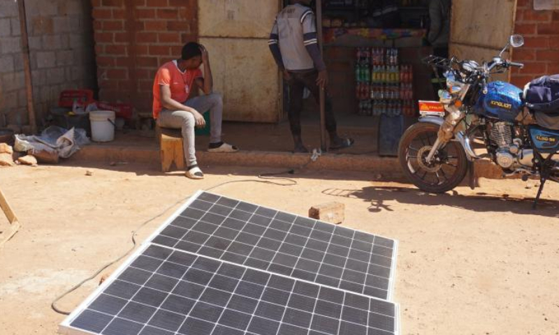 This photo taken on July 23, 2023 shows a grocery store powered by solar energy in a village in Lusaka, Zambia. (Photo by Lillian Banda/Xinhua)