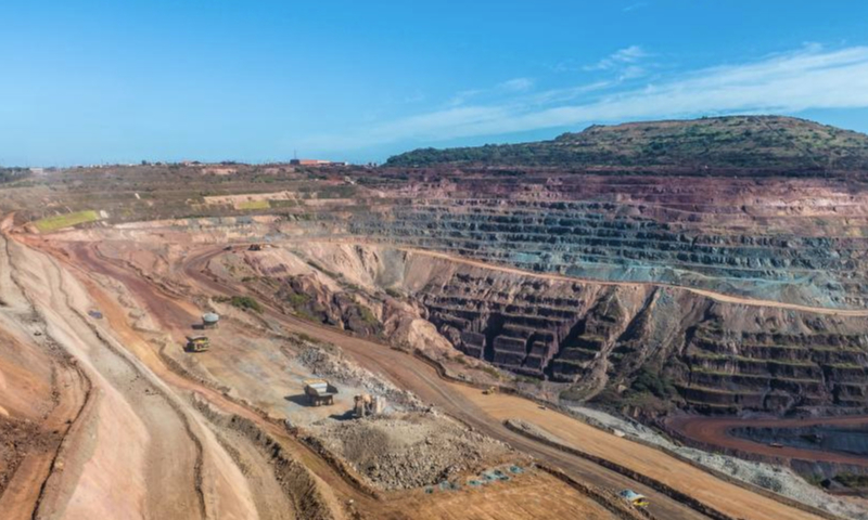 This aerial photo taken on Aug. 3, 2023 shows machinery working at the Carajas Mine, one of the world's largest iron ore mines, in the state of Para in Brazil. (Xinhua/Wang Tiancong)