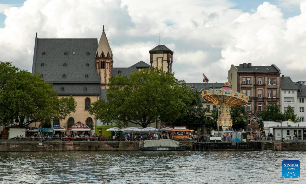 People enjoy themselves at the site of Main Festival in Frankfurt, Germany, Aug 4, 2023. The Main Festival is one of Frankfurt's oldest and most traditional folk fairs. Photo:Xinhua