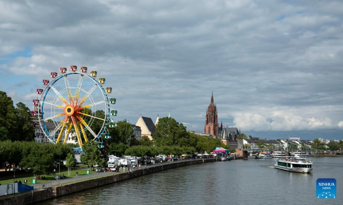 People enjoy themselves at the site of Main Festival in Frankfurt, Germany, Aug 4, 2023. The Main Festival is one of Frankfurt's oldest and most traditional folk fairs. Photo:Xinhua