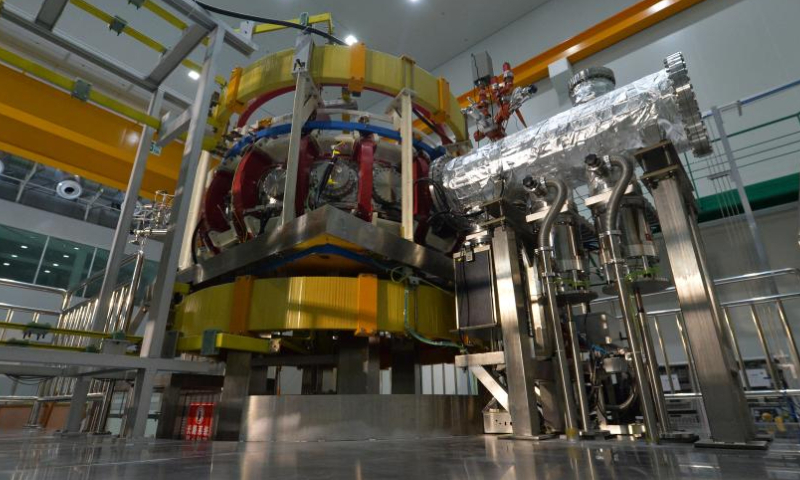 This photo taken on July 25, 2023 shows the experimental tokamak device in Nakhon Nayok, Thailand. Thailand's first experimental tokamak device was officially launched on Tuesday in a joint collaboration with China.

The device, a joint collaboration between the Institute of Plasma Physics Chinese Academy of Sciences (ASIPP) and the Thailand Institute of Nuclear Technology (TINT), arrived in Thailand in January and commenced trial runs in May. (Xinhua/Rachen Sageamsak)