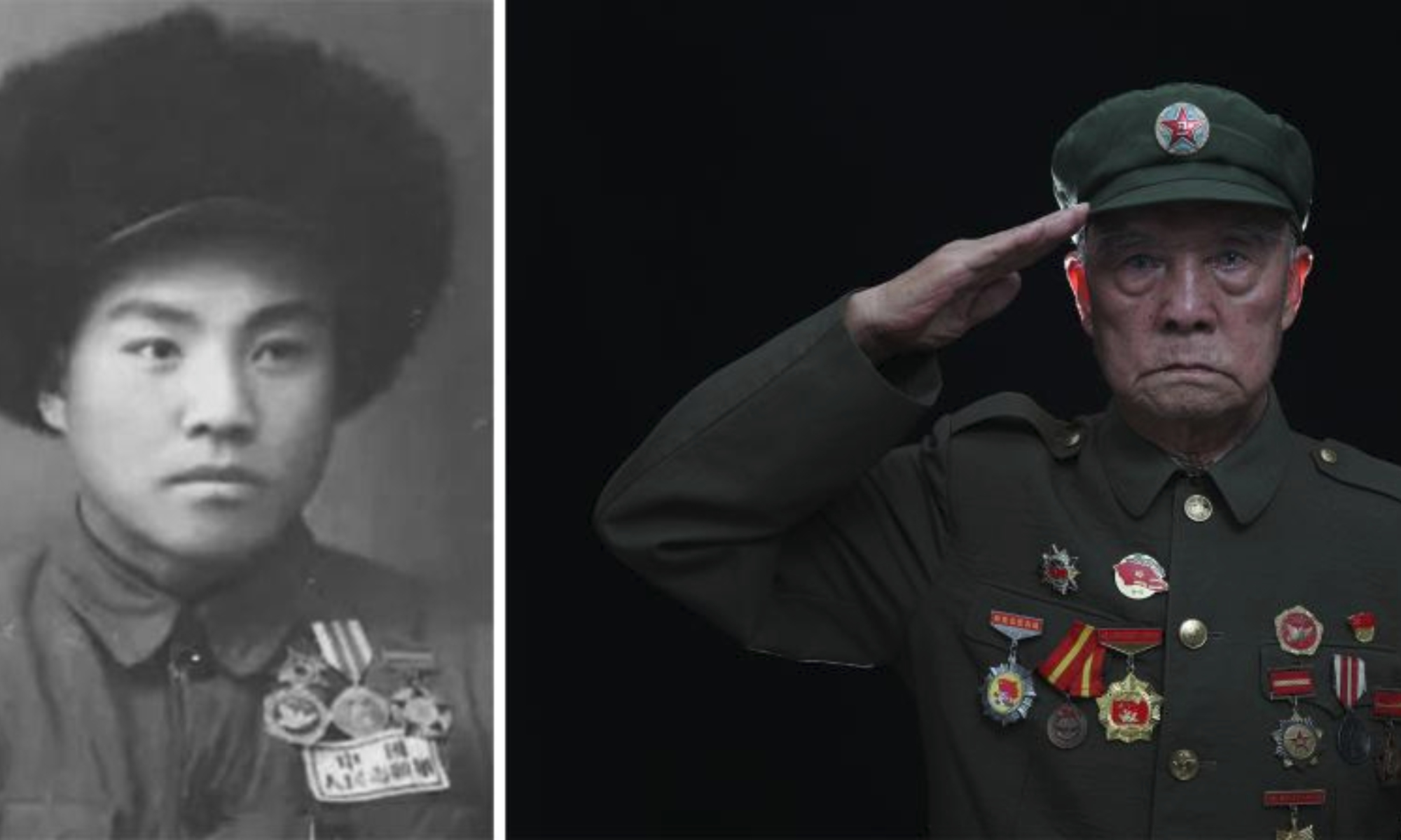 This combo photo shows the portrait of Li Weibo on July 17, 2020. Born in 1932, Li served in the artillery during the War to Resist U.S. Aggression and Aid Korea.

Seventy-three years ago, the Chinese People's Volunteers (CPV) crossed the Yalu River and fought alongside the army of the Democratic People's Republic of Korea, eventually winning the War to Resist U.S. Aggression and Aid Korea in 1953.
