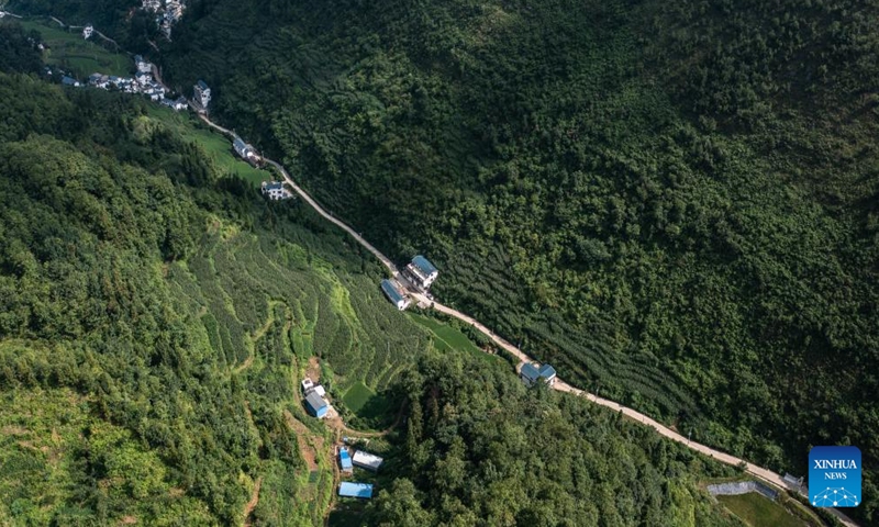 This aerial photo taken on July 24, 2023 shows a road in Yuelianghe Township of Liupanshui City, southwest China's Guizhou Province.

In recent years, Guizhou Province has continued to promote the construction of rural roads, boosting local economy. (Xinhua/Tao Liang)