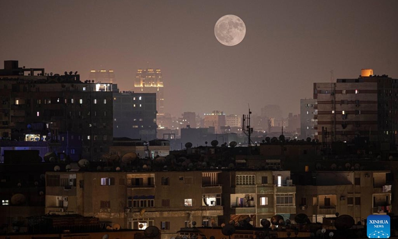 A supermoon is seen in the sky over Cairo, Egypt, on Aug. 1, 2023.(Photo: Xinhua)