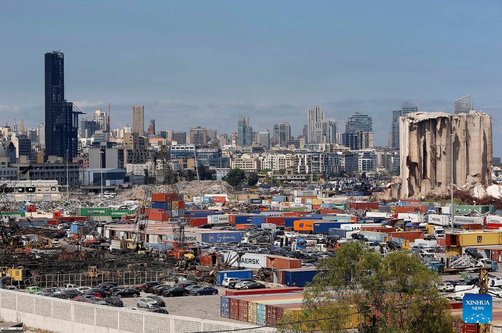 This photo taken on Aug. 3, 2023 shows the Beirut port in Beirut, Lebanon. The explosion that rocked the Beirut port on Aug. 4, 2020 killed more than 200 people and injured thousands of others. (Photo: Xinhua)