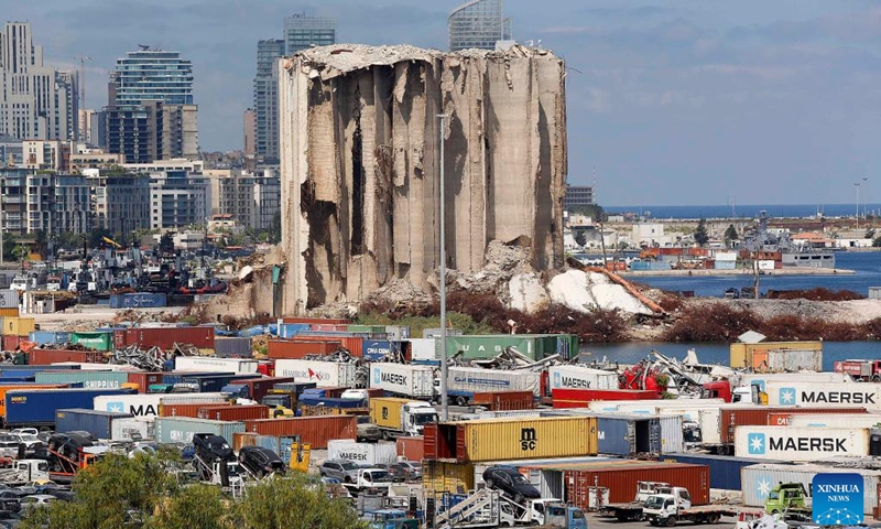 This photo taken on Aug. 3, 2023 shows the Beirut port in Beirut, Lebanon. The explosion that rocked the Beirut port on Aug. 4, 2020 killed more than 200 people and injured thousands of others. (Photo: Xinhua)