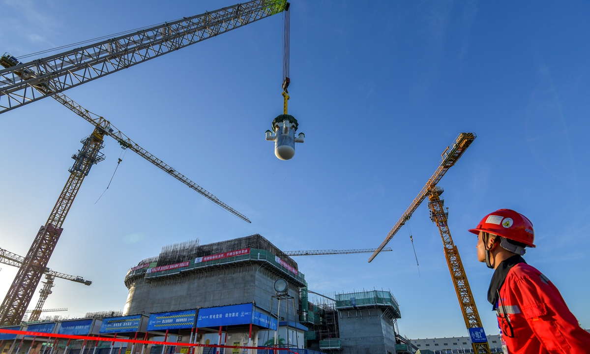 Assembly of the core module of the world's first commercial small modular reactor (SMR), Linglong One, is completed on August 10, 2023 in Changjiang, South China's Hainan Province. Photo: VCG