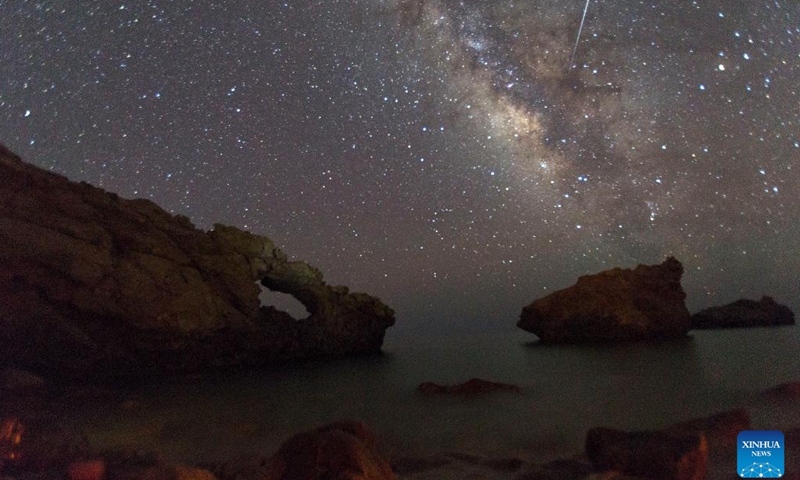 Photo taken on Aug. 12, 2023 shows the Perseid meteor shower seen from Gavdos island, Greece.(Photo: Xinhua)