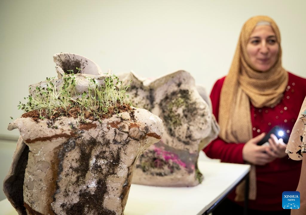 This photo taken on Aug. 15, 2023 shows an installation design work during the Graduate Exhibition at Bezalel Academy of Arts and Design in Jerusalem. More than 400 graduates from all the Bezalel's departments have presented their works in places which are transformed from study areas into a giant museum for a two-week period.(Photo: Xinhua)