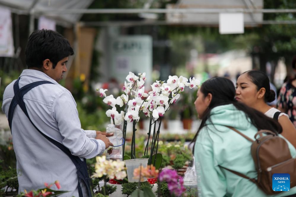 People visit the Summer Flower Festival in Mexico City, Mexico, Aug. 14, 2023. The festival, which opened here Monday, will conclude on Aug. 27.(Photo: Xinhua)