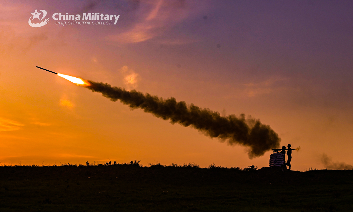 Soldiers assigned to a brigade under the PLA 78th Group Army fire a portable anti-aircraft missile during a live-fire training exercise in late July, 2023. Photo:China Military