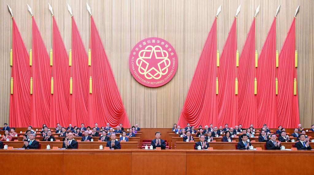 Leaders of the Communist Party of China and the state including Xi Jinping, Li Qiang, Zhao Leji, Wang Huning, Cai Qi, Ding Xuexiang, Li Xi and Han Zheng attend the opening ceremony of the 11th national congress of returned overseas Chinese and their relatives and extend their congratulations to the event at the Great Hall of the People in Beijing, capital of China, Aug 31, 2023. Photo:Xinhua