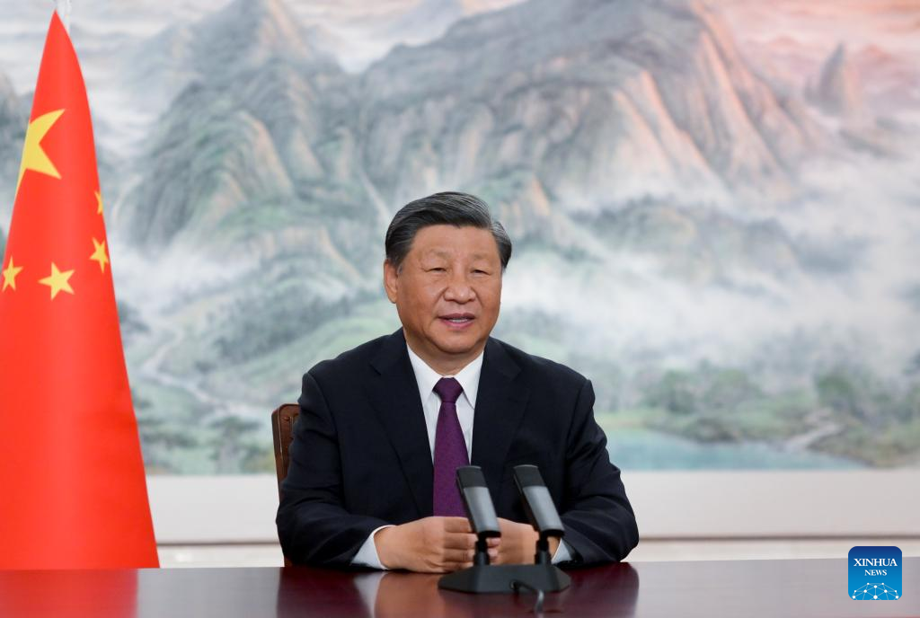 Chinese President Xi Jinping addresses the Global Trade in Services Summit of the 2023 China International Fair for Trade in Services (CIFTIS) via video in Beijing, capital of China, on Sep 2, 2023. Photo:Xinhua