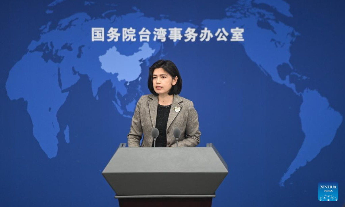 Zhu Fenglian, spokesperson for the Taiwan Affairs Office of the State Council, speaks at a press conference in Beijing, capital of China, March 29, 2023. Photo:Xinhua