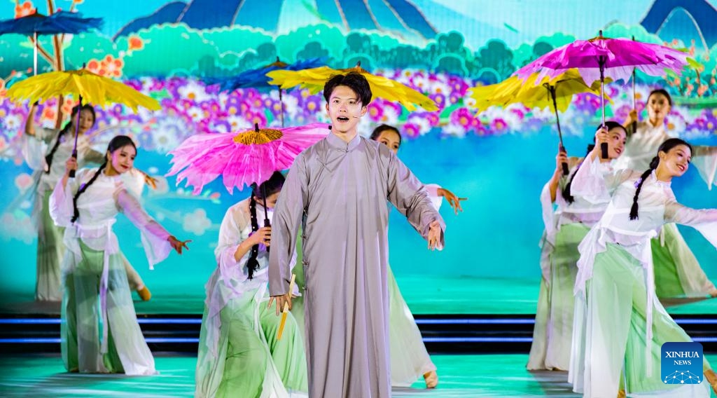 Artists perform during the opening ceremony of the traditional Lhasa Shoton Festival in Lhasa, southwest China's Tibet Autonomous Region, Aug. 16, 2023. Celebrations for the Lhasa Shoton Festival began in Lhasa on Wednesday.(Photo: Xinhua)