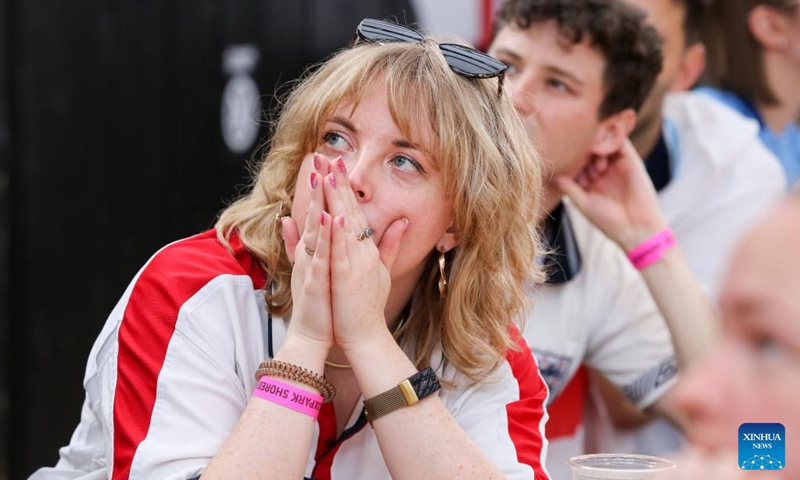 Fans watch the live broadcast of the 2023 FIFA Women's World Cup final match between Spain and England in London, Britain, Aug. 20, 2023. Photo: Xinhua