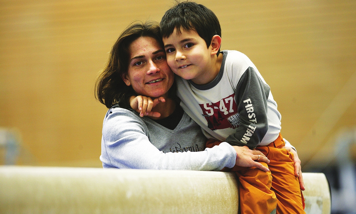 Chusovitina and her son Alisher Photo: Courtesy of Riyao Sports