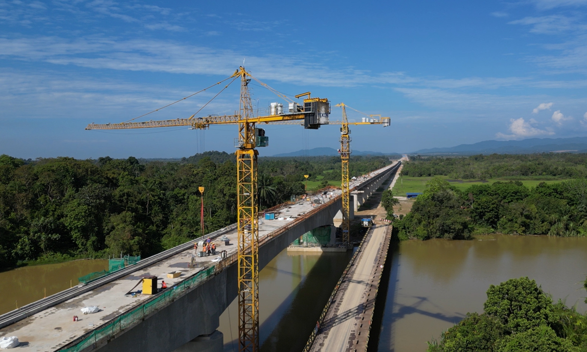 The construction site of China-built East Coast Rail Link (ECRL) in Malaysia  Photo: Courtesy of China Communications Construction ECRL