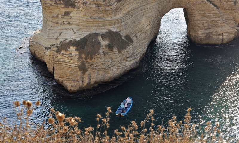 Tourists visit the Pigeon Rocks in Beirut, Lebanon, on Aug. 23, 2023. Photo: Xinhua