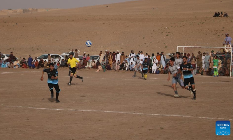 Young Afghans play football on a field in the Gulran district, Herat Province, Afghanistan, Aug. 25, 2023. Photo: by Xinhua