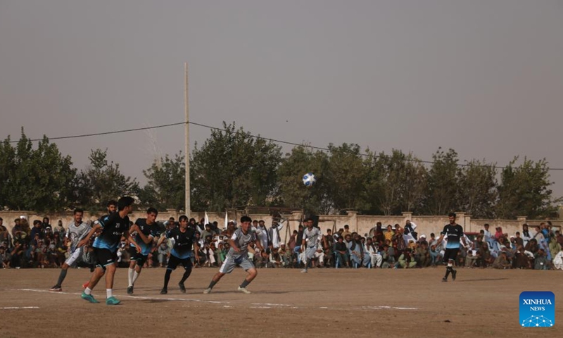 Young Afghans play football on a field in the Gulran district, Herat Province, Afghanistan, Aug. 25, 2023. Photo: by Xinhua