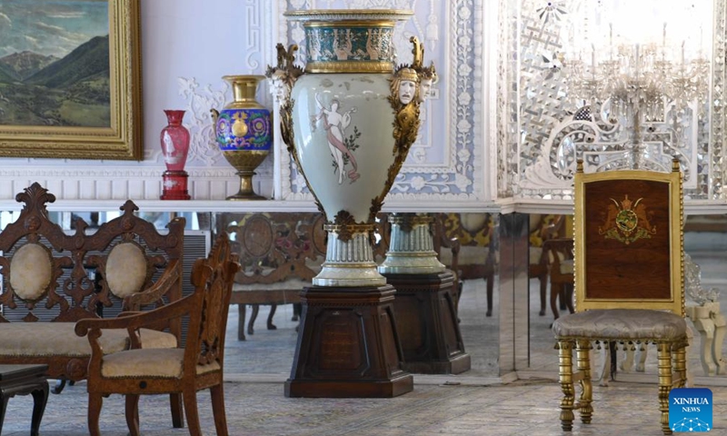 This photo taken on Aug. 27, 2023 shows an interior view of the Golestan Palace in Tehran, Iran. Golestan Palace is one of the oldest complexes in Tehran, originally built during the Safavid dynasty in the historic walled city. Following extensions and additions, the site received its most characteristic features in the 19th century, when the palace complex was selected as the royal residence and seat of power by the Qajar ruling family.(Photo: Xinhua)