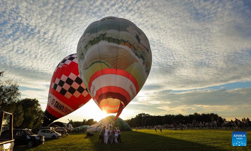 Hot air balloons are seen during a hot air balloon festival held in Prelog, Croatia on Sept. 1, 2023. (Emica Elvedji/PIXSELL via Xinhua)