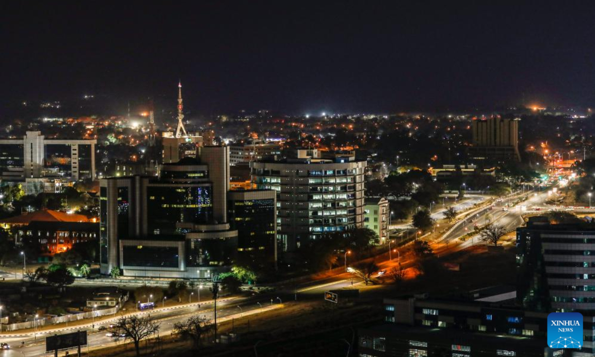 This photo taken on Sep 10, 2023 shows a night view of Gaborone, Botswana. As the capital of the Republic of Botswana, Gaborone is located on the southeastern border of the country, with a population of over 200,000. Photo:Xinhua