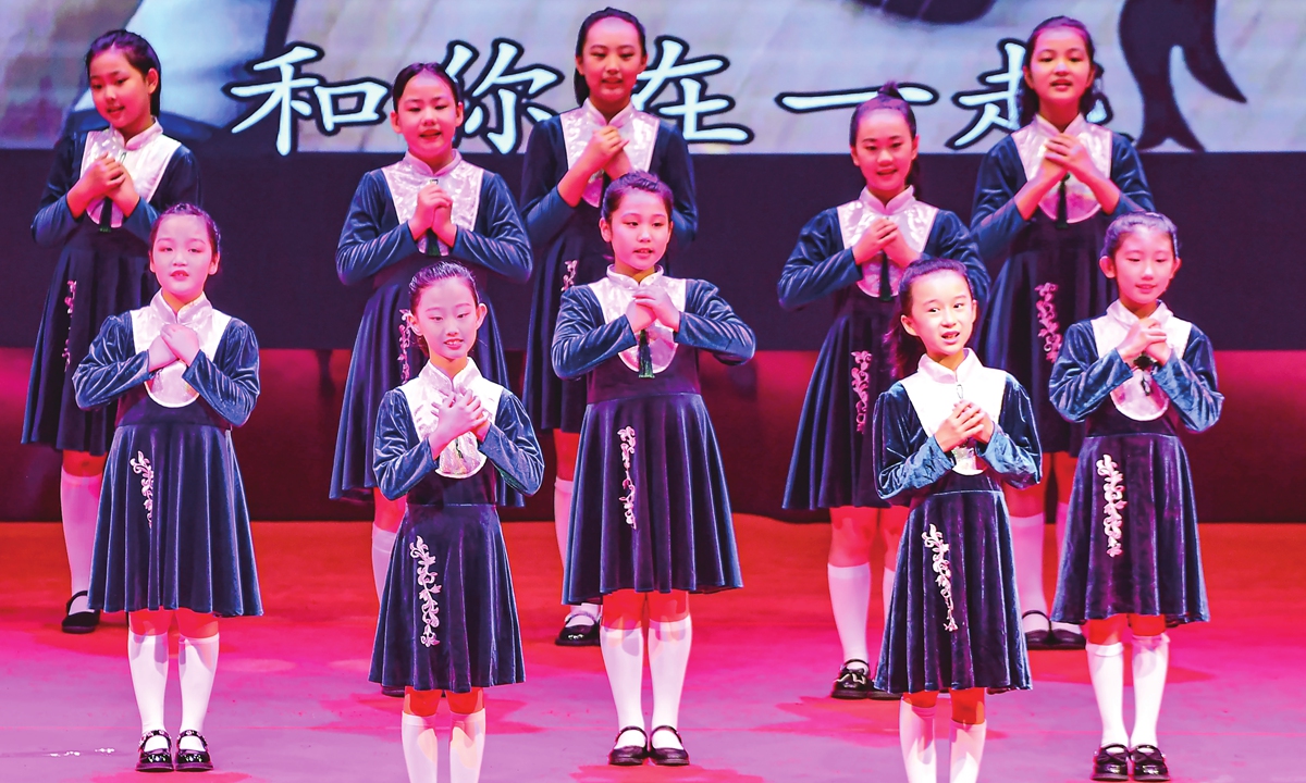 To celebrate the 39th Teachers' Day, students perform at the Future Campus of Shenyang No. 43 Middle School in Shenyang, Northeast China's Liaoning Province, on September 10, 2023. Photo: IC