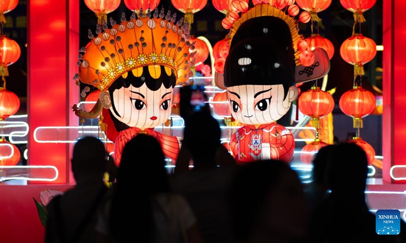 People visit a Mid-Autumn lantern fair at Victoria Park in Hong Kong, south China, Sept. 23, 2023. (Xinhua/Zhu Wei)