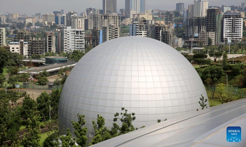 This photo taken on Sept. 16, 2023 shows a view of a dome theater in Addis Ababa, Ethiopia. As an integral part of the Ethiopian government's city beautification agenda, the China-aided Addis Ababa riverside green development project is expected to greatly improve the surrounding living environment of Addis Ababa, the capital of Ethiopia, with important social, tourism and commercial value. (Xinhua/Wang Ping)