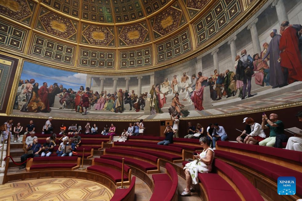 People visit the National School of Fine Arts in Paris, France, Sept. 17, 2023. The annual European Heritage Days took place on Sept. 16 and 17 this year, during which nearly 20,000 historical sites were opened to the public for free in France(Photo: Xinhua)