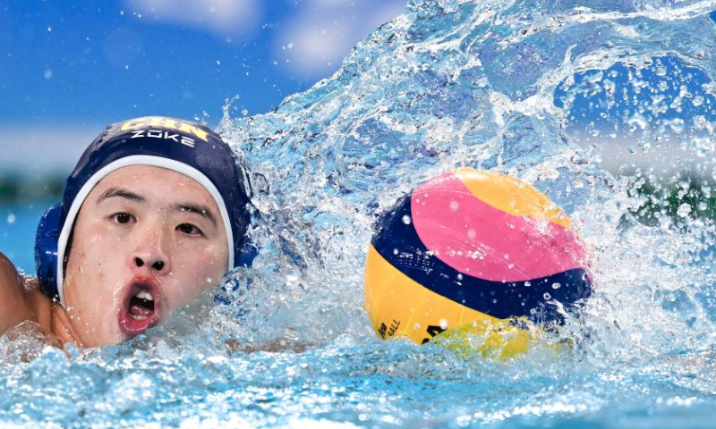 Chen Rui of China competes during the Men's Preliminary Round of Water Polo between Thailand and China at the 19th Asian Games in Hangzhou, east China's Zhejiang Province, Oct. 2, 2023. (Photo: Xinhua)