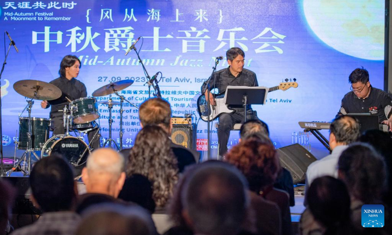 Musicians perform during a Mid-Autumn Festival themed event at the China Cultural Center in Tel Aviv, Israel, Sept. 27, 2023. Various celebrations are held across the world with the approaching of Mid-Autumn Festival. (Xinhua/Chen Junqing)
