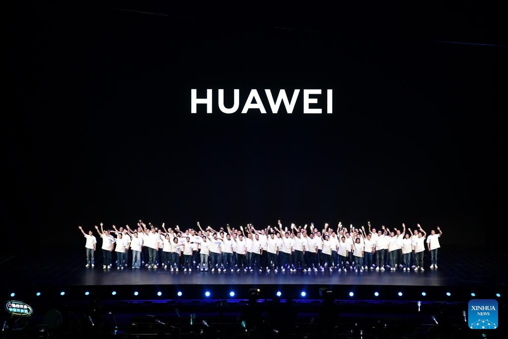 This photo taken on Sept. 25, 2023 shows a product launch event of Huawei in Shenzhen, south China's Guangdong Province. Chinese telecom giant Huawei held a product launch event on Monday in Shenzhen.(Photo: Xinhua)