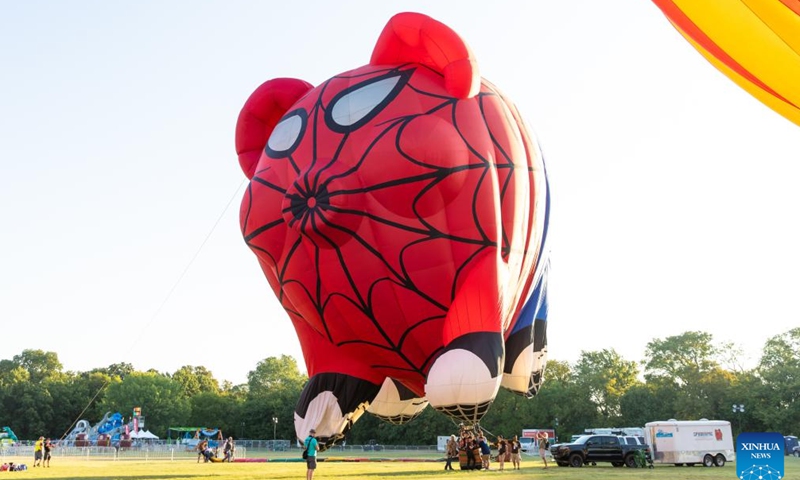 A hot air balloon is seen at the Plano Balloon Festival in Plano, Texas, the United States, on Sept. 23, 2023. The Plano Balloon Festival is held here from Sept. 21 to 24. (Photo by Dan Tian/Xinhua)