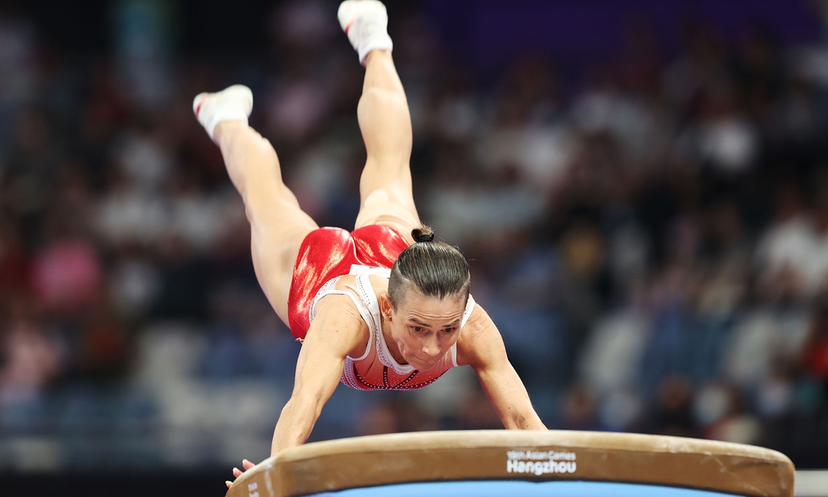 Uzbek athlete Oksana Chusovitina competes at Hangzhou Asian Games ...