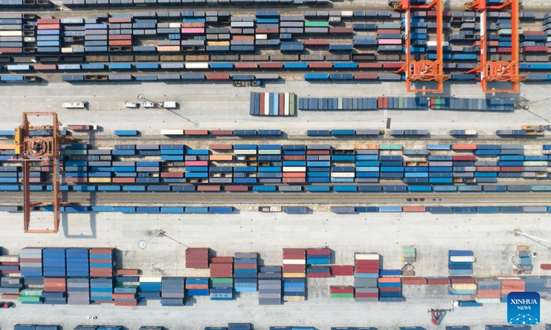 This aerial photo taken on Sept. 7, 2023 shows a view of Xi'an International Port in Xi'an, northwest China's Shaanxi Province. The Chang'an China-Europe freight train service was launched in 2013, when China proposed the Belt and Road Initiative.

In the past ten years, Xi'an International Port, the starting station of the Chang'an China-Europe freight trains, has been developed from a small cargo station to an international logistic hub. (Xinhua/Shao Rui)