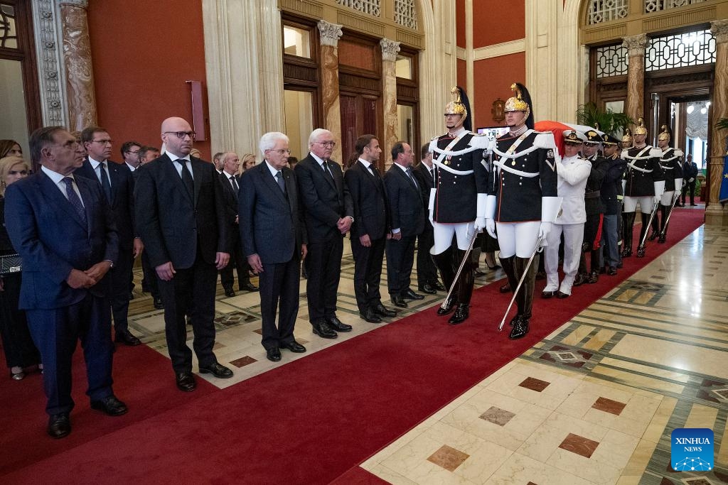 People attend former Italian President Giorgio Napolitano's state funeral in Rome, Italy, on Sept. 26, 2023.(Photo: Xinhua)