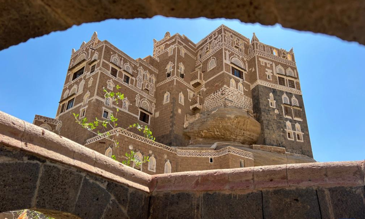 This photo taken on Sept. 29, 2023 shows a view of the Dar al-Hajar (Rock Palace), north of Sanaa, Yemen, Sept. 29, 2023. (Photo by Mohammed Mohammed/Xinhua)




