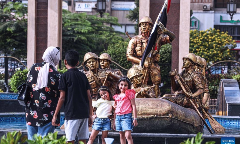 People visit the 6th of October War Panorama museum on the occasion of the 50th anniversary of the October War, also known as the 1973 Arab-Israeli War, in Cairo, Egypt, on Oct. 6, 2023. (Xinhua/Ahmed Gomaa)