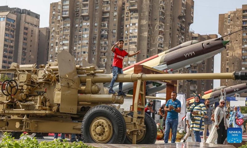 People visit the 6th of October War Panorama museum on the occasion of the 50th anniversary of the October War, also known as the 1973 Arab-Israeli War, in Cairo, Egypt, on Oct. 6, 2023. (Xinhua/Ahmed Gomaa)