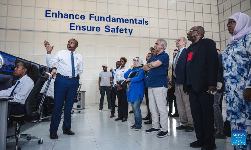 The delegation of envoys visits the dispatch center at the Nairobi Station of the Mombasa-Nairobi Railway in Nairobi, Kenya, Oct. 6, 2023.(Photo: Xinhua)