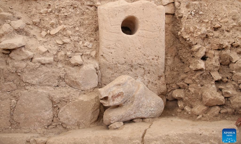 This photo taken on Oct. 9, 2023 shows a relic at the Gobekli Tepe archeological site in Sanliurfa province, Türkiye. Gobekli Tepe in southeastern Türkiye, a UNESCO World Heritage Site, dates back to 12,000 years ago.(Photo: Xinhua)