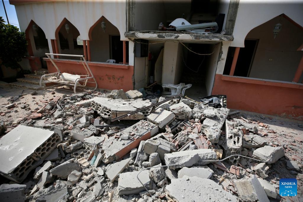 A house is seen damaged in Israeli artillery shelling in the town of Al-Dhayra, Lebanon, on Oct. 11, 2023. The Israeli strikes on border villages and towns in southern Lebanon on Wednesday morning injured three people and caused heavy damage to property and agricultural fields, Lebanon's National News Agency (NNA) reported.(Photo: Xinhua)